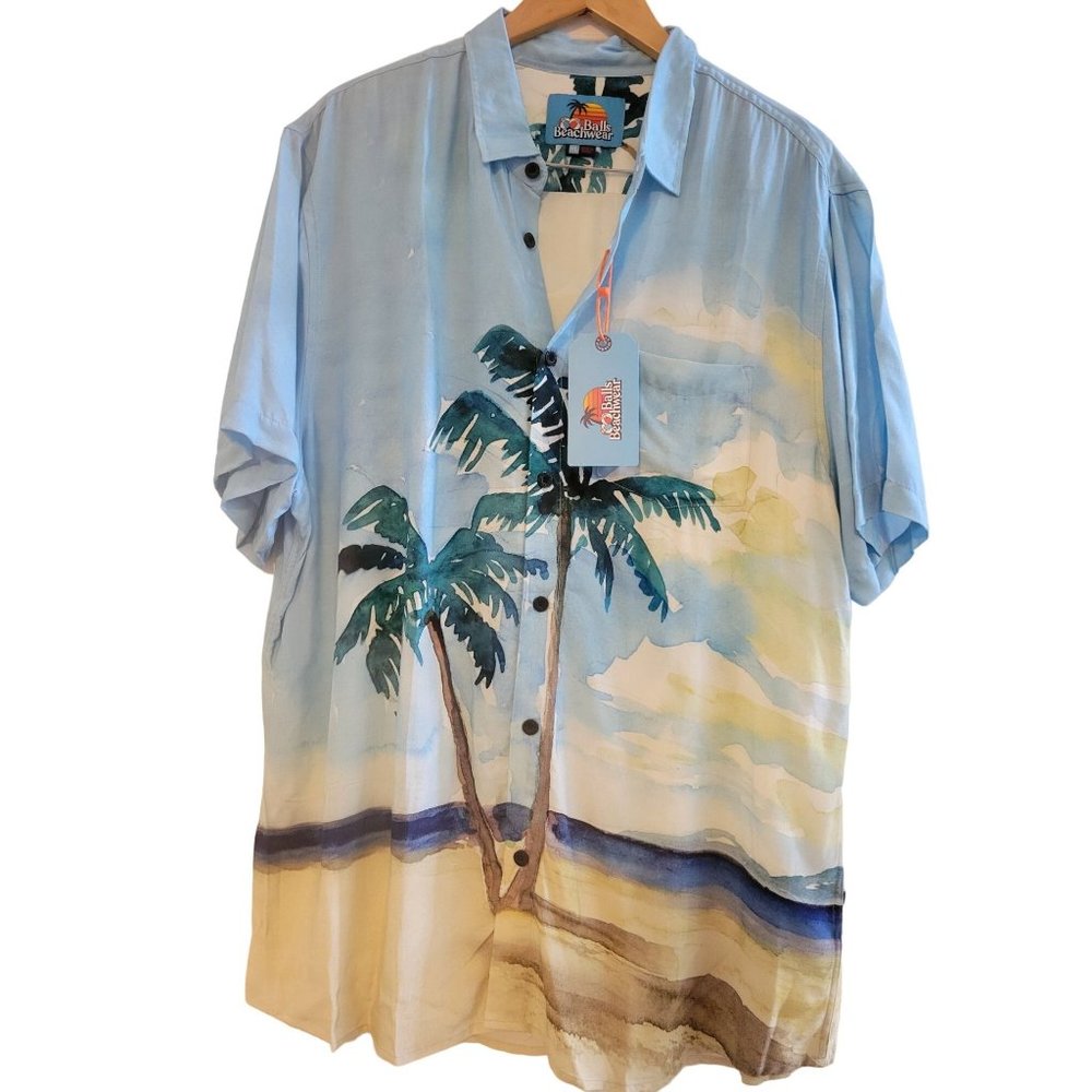 Balls Beachwear Mens Bobs Your Uncle Palm Tree Hawaiian shirt size XL New
